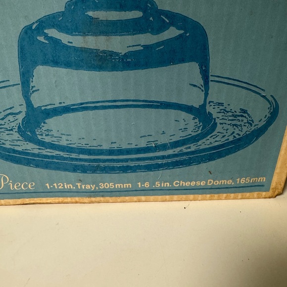 Vintage Anchor Hocking clear glass cheese service set, includes cheese platter - Picture 3 of 5